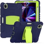 Samsung Tab S6 Lite P610 P610 with Support, Durable, Hybrid, Shockproof, Resistant, Triple Layer, Silicone Protective Case for Kids Tablet (Navy Blue+Green)