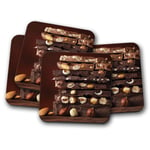 4 Set - Nutty Chocolate Bars Coaster - Nuts Cocoa Sweets Girls Mum Gift #14567