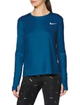 Nike W NK Miler Top Ls T-Shirt à Manches Longues Femme Valerian Blue/(Reflective Silv) FR: XS (Taille Fabricant: XS)