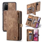 Samsung CaseMe Galaxy S20 Zipper Wallet kotelot - Ruskea