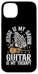 Coque pour iPhone 14 Plus Jesus Is My Savior Guitar Is My Therapy Foi Musique Amour