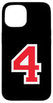 iPhone 15 Jersey Number Uniform #4 Red, Four 4th Case