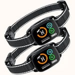 Collier Anti Aboiement Chiens, Lot de 2, Collier Vibration, Modes Son/Vibration/Vibration Forte, Détection Intelligente des Aboiements, Rechargeable, Étanche IP67, pour Gros et Petit Chien