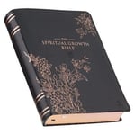 The Spiritual Growth Bible, Study Bible, NLT - New Living Translation Holy Bible, Faux Leather, Black Rose Gold Debossed Floral