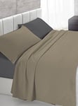 Italian Bed Linen CL-NC-tortora/fumo-1PM Natural Color Ensemble de draps de lit, Tourterelle/Gris foncé, Small Double, 100 % Coton