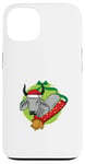 Coque pour iPhone 13 Zébu de Noël avec bonnet de Père Noël et clochettes - Art animal de vacances