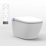 Toilettes japonaises suspendues céramique, wc japonais lavant avec télécommande, jets réglables, filtre odeurs, séchoir air chaud, rinçage Vortex