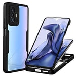 CENHUFO Coque Xiaomi 11T 5G / 11T Pro 5G, Antichoc Housse avec Protection d'écran, 360° Protégé Téléphone Double Face Case Transparent Portable Intégrale Etui pour Xiaomi 11T 5G /11T Pro 5G - Noir