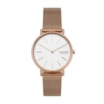 Skagen Montre pour femmes Signatur, mouvement à deux aiguilles, boîtier en acier inoxydable or rose 38 mm avec bracelet en maille d'acier inoxydable, SKW2784