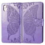 Kompatibel med Iphone Xr Case Flip Cover Emboss Butterfly Soft Tpu Shockproof Shell Slim - Violett null none