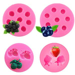 NA Woohome Lot de 4 moules en Silicone pour Fondant, moules en Silicone pour Myrtille, Framboise, Fraise, Litchi, Fondant, gâteau, décoration pour Fondant, Chocolat, Bonbons, Cupcake