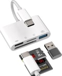 Adaptateur USB C USB 3.0 Lecteur de Carte SD Micro SD 4 en 1 Card Reader Chargeur pour Apple Iphone 15 Ipad Macbook Air Compatible avec Samsung Station d'accueil OTG Multiprise Ordinateur PC