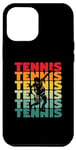 Coque pour iPhone 15 Pro Max Silhouette de tennis rétro vintage joueur entraîneur sportif amateur