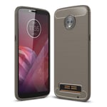 Motorola Moto Z3 Play mobilskal TPU material skyddande kolfiber och borstad textur värmeavledande giftfri - Grå