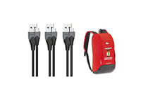 Energizer - Lot de 3 Câbles USB-C 1,2 m - Charge & synchonisation (2,4 A/480 Mbps) pour téléphones Mobiles + Sac à Dos 10L