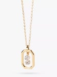 PDPAOLA Octagonal Cubic Zirconia Alphabet Initial Pendant Necklace