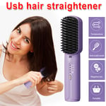 Electric Hair Straightener Brush Quick Iron Wireless Hot Comb Straight Styling