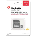 ‎Manfrotto 64GB Professional UHS-I (U3/V30) microSD Memory Card