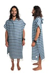 Nova Blue Poncho de Surf - Marine & Blanc rayé Surf Poncho Homme - Grande Serviette de Plage à Capuche Adulte (33 X 44) - 100% Coton Turc Serviette de Surf Peignoir à Langer pour Surf, Plage, Piscine