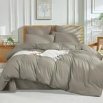 Luofanfei Housse de Couette Grise 240 x 260 2 Personnes Uni Adulte Ultra Douce Parure de Lit en Microfibre Gris Linge de Lit Unie Moderne Parure Housse Couette zippée avec 2 Taies d'oreiller 65x65