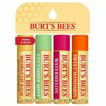 BURT'S BEES LIP BALMS FRESHLY PICKED COLLECTION SET 4 MOISTURISING 100% NATURAL