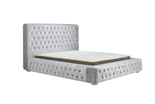 Birlea Grande Superking Crushed Velvet Bed Frame - Steel