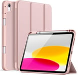 Coque Pour Ipad 10 (10,9 Pouces, Modèle 2022, 10ème Génération) Avec Porte-Stylet, Étui Housse Mince Tablette Avec Dos En Tpu Souple Avec Veille/Réveil Automatique (Or Rose).[G493]