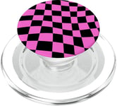 Wavy Black Hot Pink Classic Checkered Checker Checkerboard PopSockets PopGrip pour MagSafe