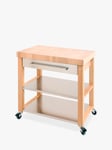 Eddingtons Chilton Large Beech Wood Kitchen Butcher's Trolley, 92.5cm, Natural