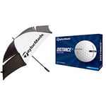 TaylorMade Tour Preferred 68 inch Double Canopy Golf Umbrella, Black, One Size & Distance+ Golf Balls 2021, White