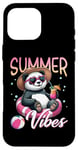 Coque pour iPhone 16 Pro Max Flotteur de natation panda amusant Summer Vibes Beach Lovers