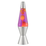 LAVA® - Lampe 2125, cire jaune, liquide violet, socle et capuchon argentés, lampe à mouvement de marque originale de 14,5 pouces