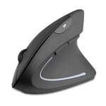 Perixx PERIMICE-713R Wireless Rechargeable Vertical Mouse - Duo Wired and Wireless Charging Feature - 6 Buttons Design - Black - Right-Handed Design