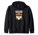 Funny Lactose Tolerance Dairy Milk Lover Lactose Tolerant Zip Hoodie