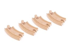 Jouet Hape 4 Pièces Pack d'Extension de Rails Circuit Train Bois - Lot Virages Courts en Bois de Hêtre - Jeu Educatif pour Enfant de 3 ans et Plus - Compatible Marques Traditionnelles Circuit Train