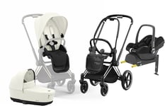 Cybex Priam Duovogn inkl. Maxi-Cosi CabrioFix &  Base, Off White/Chrome Black