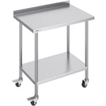 Vevor - Table de Travail Inox 91,4 x 61 x 100,6 cm, Table de Preparation des Aliments avec Roulettes, Etageres Reglables en Hauteur, Meuble de