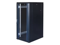 19" Kopplingsskåp Toten, System G, 27U, 600X800, Glasdörr, Perforerad Bakdörr, Upp Till 800Kg, Svart / G6.6827.9801 / 19-G6827gp