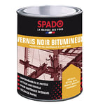 SPADO - Vernis Bitumineux Noir - Protection des Surfaces Extérieures - Imperméabilisant - Formule Anti-Rouille, Anti-Acide, Anti-Humidité - Fabrication Française - 1 Litre