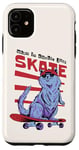 Coque pour iPhone 11 Just Skate Fun Planche de skateboard rétro Motif chat Rouge