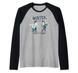 Winter With Laurel & Hardy Christmas Comedy Duo Raglan Baseball Tee