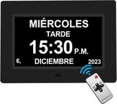 7"" Pouce Lcd Horloge De Jour Alarme De Calendrier Numérique, Auto Dimming D'Alarme Display Rappel Pour Alzheimer Les Personnes Âgées Et Les Enfants,Blanche