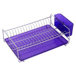 Sauvic Flat 18/8 Stainless Steel dish Rack with Purple Tray