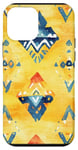 Coque pour iPhone 12 mini Aquarelle jaune géométrique western boho aztèque motif