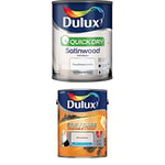 Dulux Quick Dry Satinwood Paint, 750 ml (Pure Brilliant White) Easycare Washable and Tough Matt (Natural Hessian)