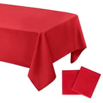 DWCN - Lot de 2 nappes anti-taches lavables et imperméables - Pour salle à manger, jardin, fête, mariage ou maison - Rouge - 140 x 240 cm