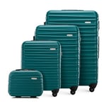 WITTCHEN Travel Suitcase Carry-On Cabin Luggage Hardshell Made of ABS with 4 Spinner Wheels Combination Lock Telescopic Handle Groove Line Set of 4 suitcases Green