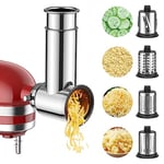 COFUN Accessoire coupe-légumes en acier inoxydable pour KitchenAid Robot Pâtissier, Râpe à fromage, Râpe à légumes avec 4 lames