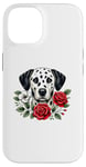 Coque pour iPhone 14 Roses Flowers Dalmatian Dalmatians Dal Dally Dog