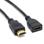 NÖRDIC HDMI Extension Cable 1M Mann til Kvinne Black 4K 30Hz 10.2 Gbps HDMI 1.4 HDMI Høy hastighet med Ethernet